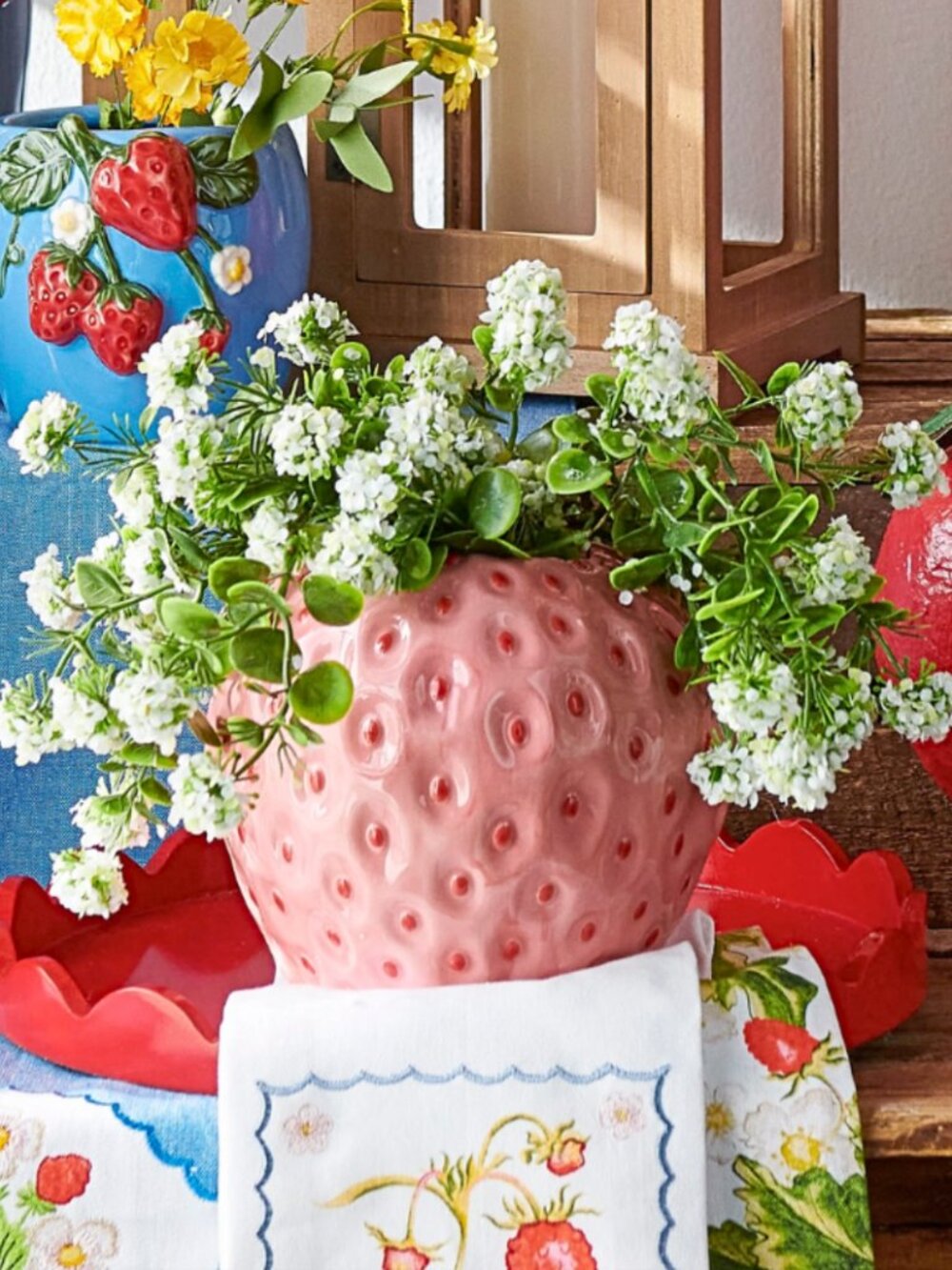 Pink Strawberry-Shaped Ceramic Vase